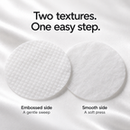 Embossed and smooth surfaces of round dual-texture facial toner pads