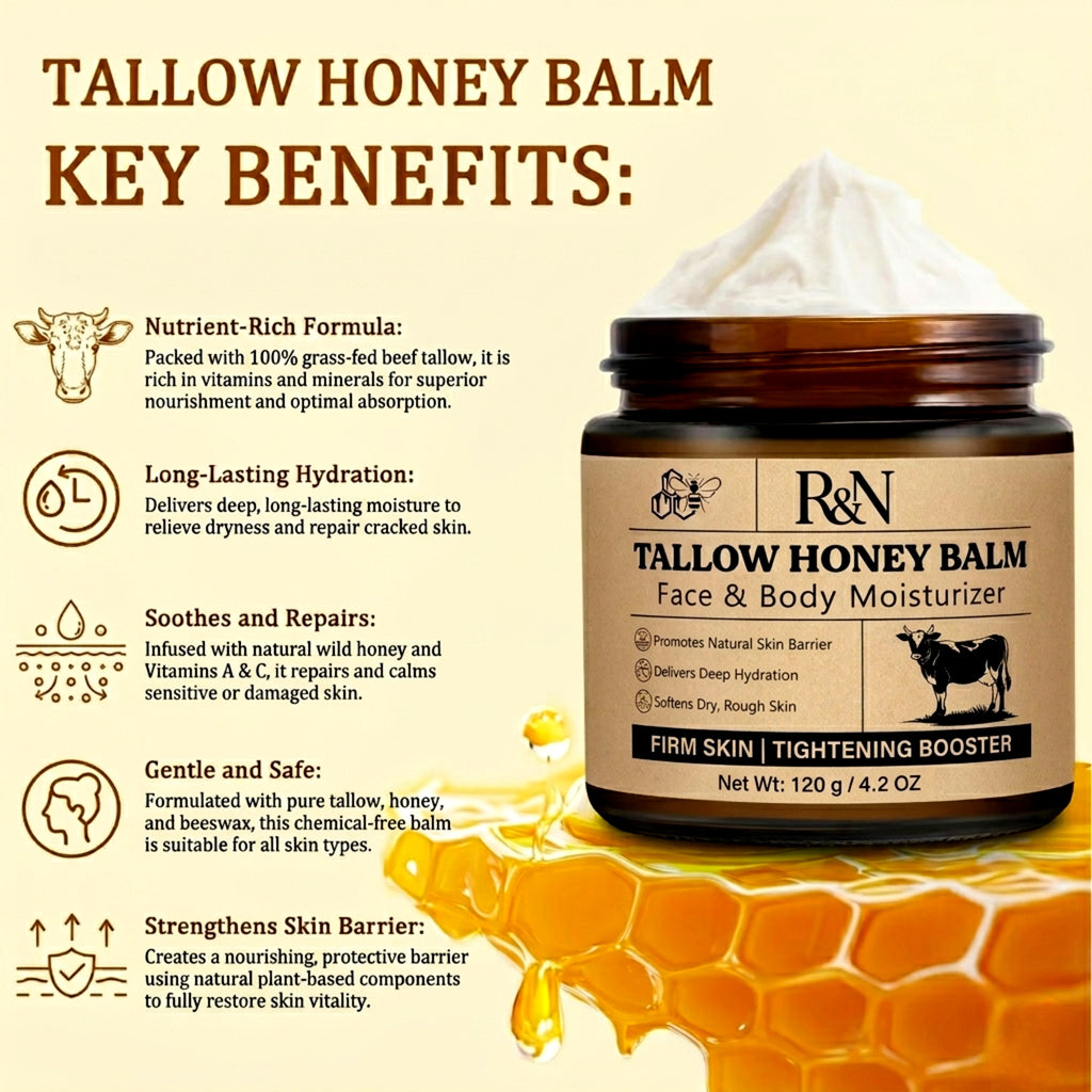 Grass-Fed Tallow Honey Balm Face & Body Moisturizer
